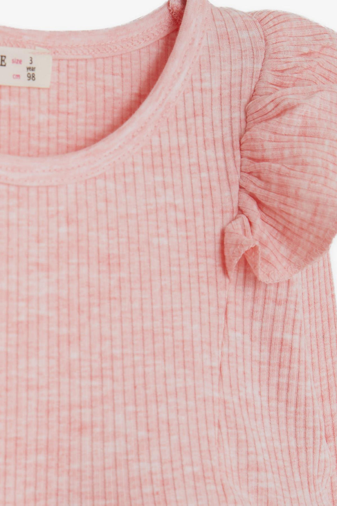 BRE Breeze Girl Child Long Sleeve Dress with Frilled Shoulders 3-8 Years, Salmon Melange - Alcobaça