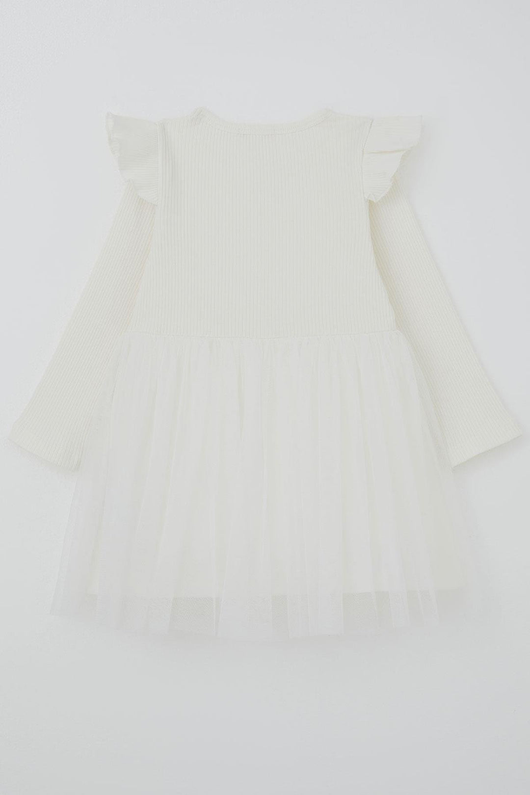 BRE Breeze Girl Child Long Sleeve Dress with Frill Detail and Bow 3-8 Years, Ecru - Encarnación de Díaz