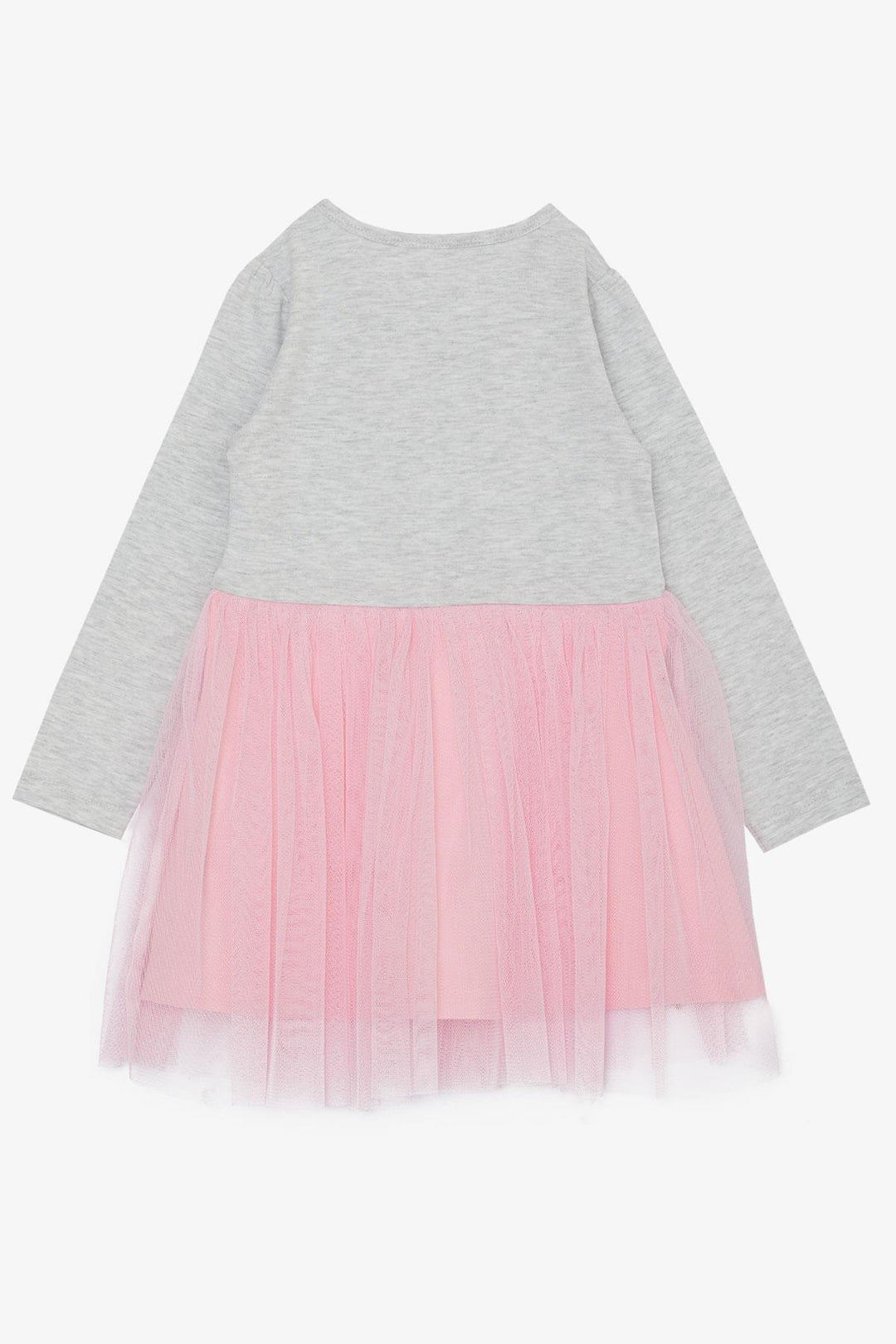 BRE Breeze Girl Child Long Sleeve Dress with Bow Tie Cute Fawn Printed Tulle 3-8 Years, Light Grey Melange - Guilderland