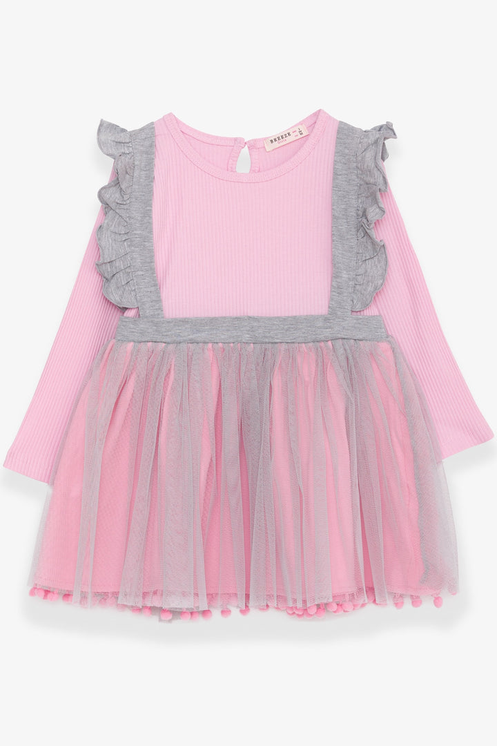 BRE Breeze Girl Child Long Sleeve Dress with Pompons Tulle 1.5-5 Years, Powder - Port Macquarie