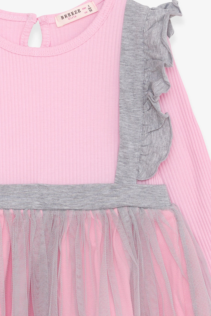 BRE Breeze Girl Child Long Sleeve Dress with Pompons Tulle 1.5-5 Years, Powder - Port Macquarie