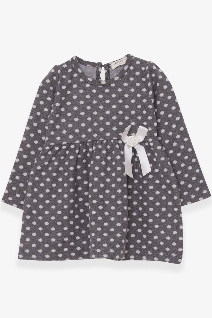 BRE Breeze Girl Child Long Sleeve Dress with Polka Dot Bow 1.5-5 Years, Smoke Gray - Council Bluffs