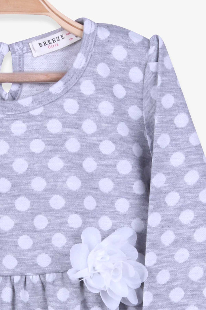 BRE Breeze Girl Child Long Sleeve Dress Polka Dot White Floral 3-7 Years, Gray - Merksem
