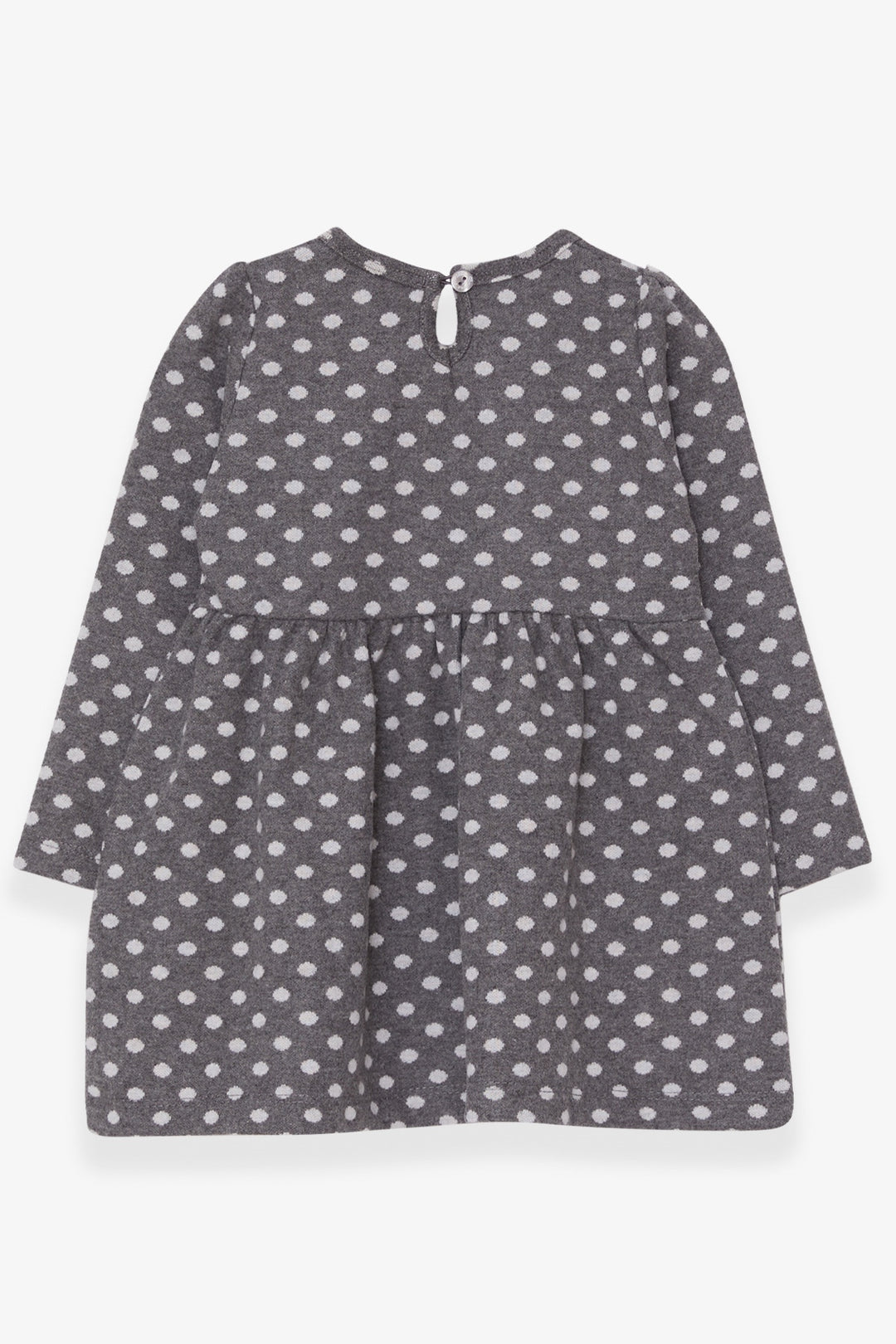 BRE Breeze Girl Child Long Sleeve Dress with Polka Dot Bow 1.5-5 Years, Smoke Gray - Council Bluffs