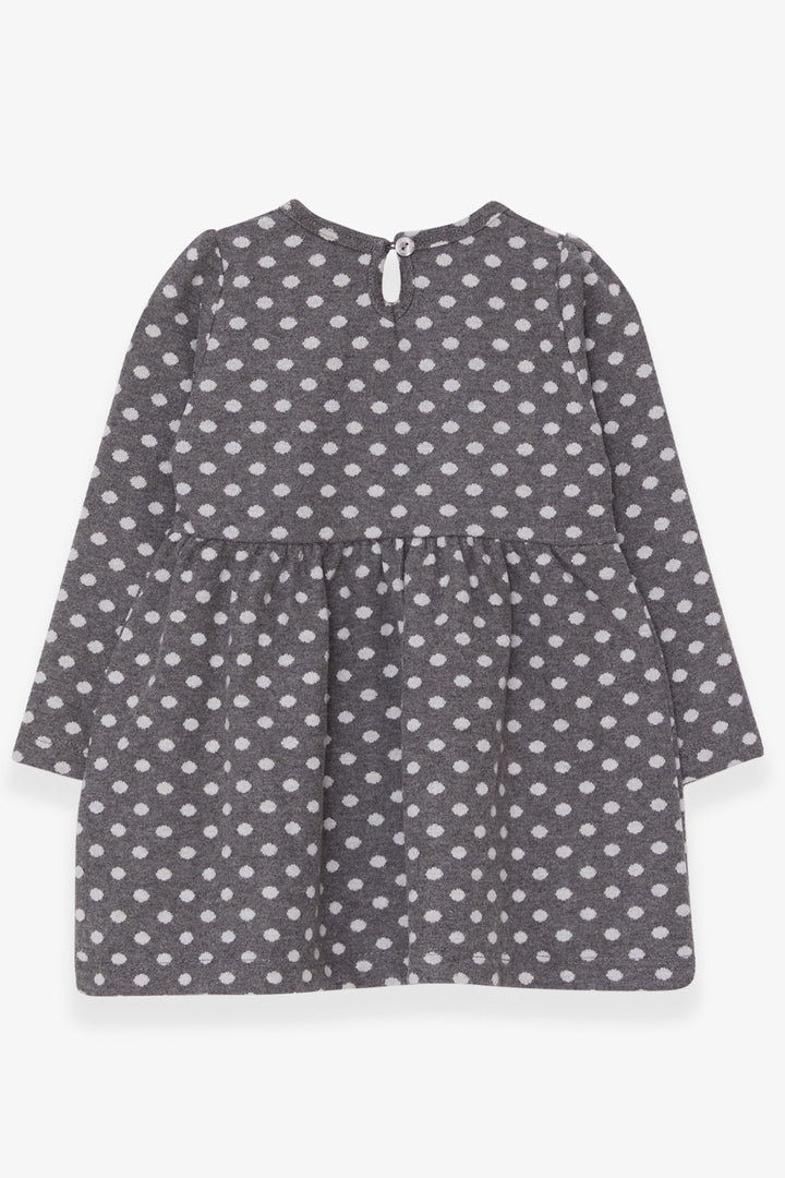 BRE Breeze Girl Child Long Sleeve Dress with Polka Dot Bow 1.5-5 Years, Smoke Gray - Council Bluffs