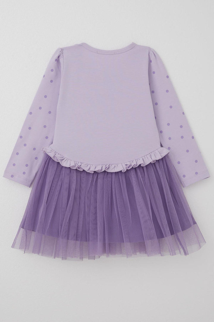 BRE Breeze Girl Child Long Sleeve Dress with Polka Dot Pattern Cool Girl Printed 1.5-5 Years, Lilac - Capannori