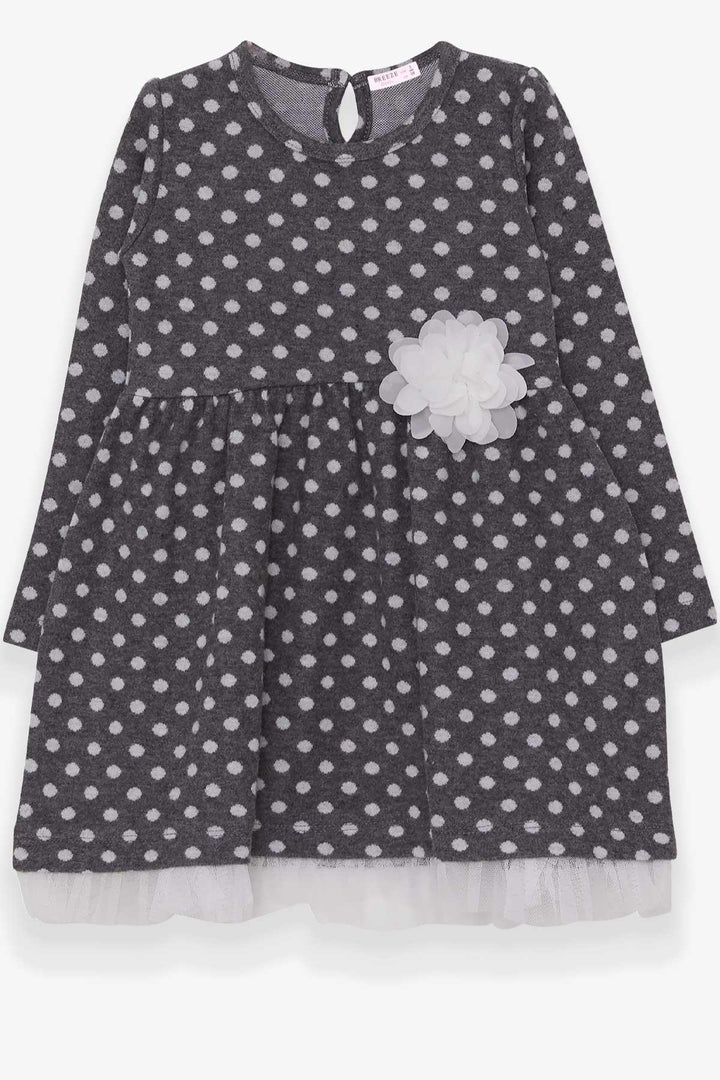 BRE Breeze Girl Child Long Sleeve Dress Polka Dot White Floral 3-7 Years, Smoke Gray - Santa María Atzompa