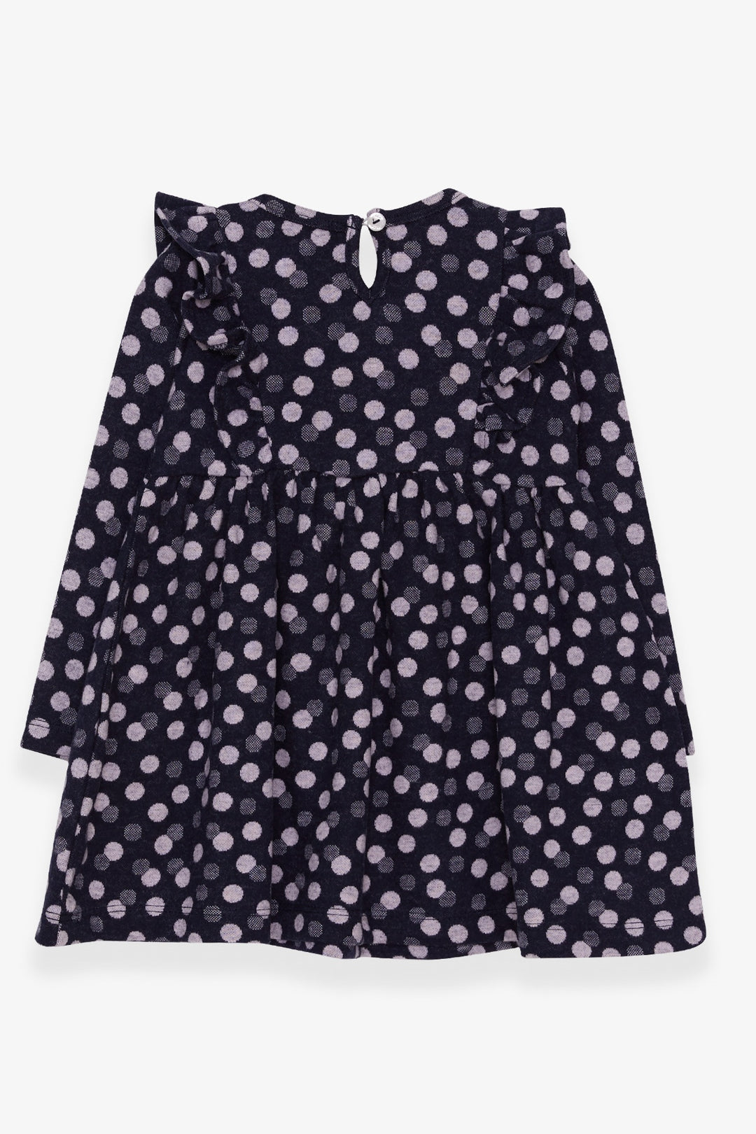 BRE Breeze Girl Child Long Sleeve Dress with Polka Dot Bow 1.5-5 Years, Navy Blue - East Orange