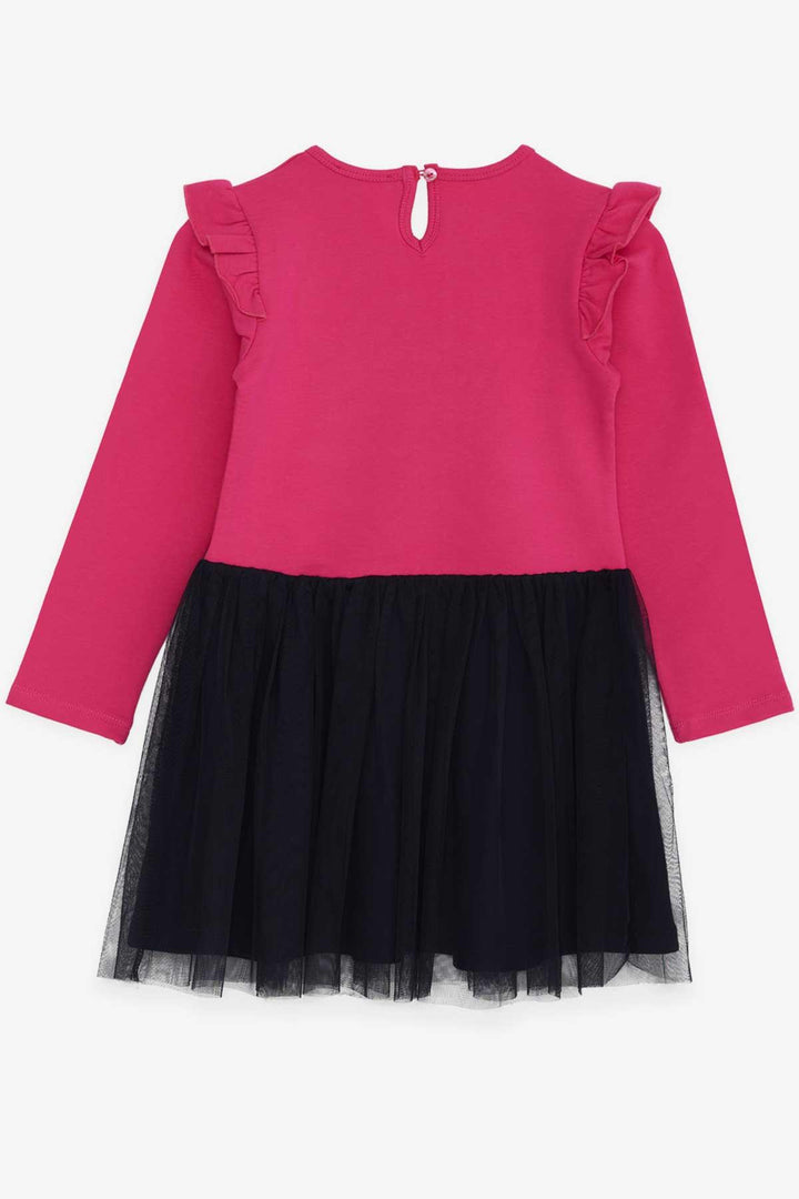 BRE Breeze Girl Child Long Sleeve Dress Sequined Flower Printed 3-8 Years, Fuchsia - Tecamachalco