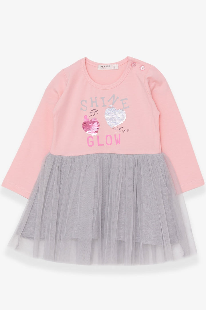 BRE Breeze Girl Child Long Sleeve Dress Sequined Summer Printed 1.5-5 Years, Powder - Badalona