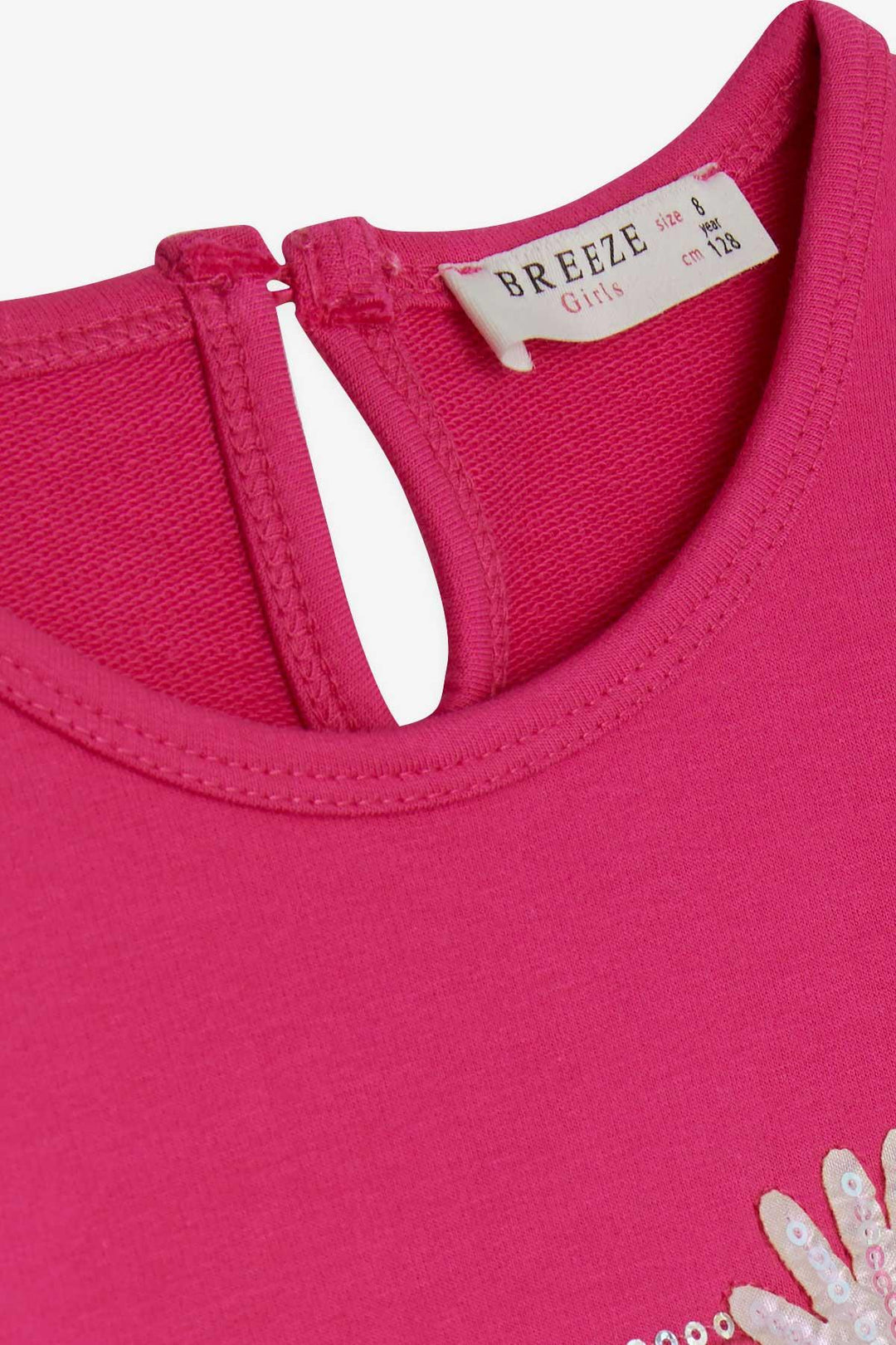 BRE Breeze Girl Child Long Sleeve Dress Sequined Flower Printed 3-8 Years, Fuchsia - Tecamachalco