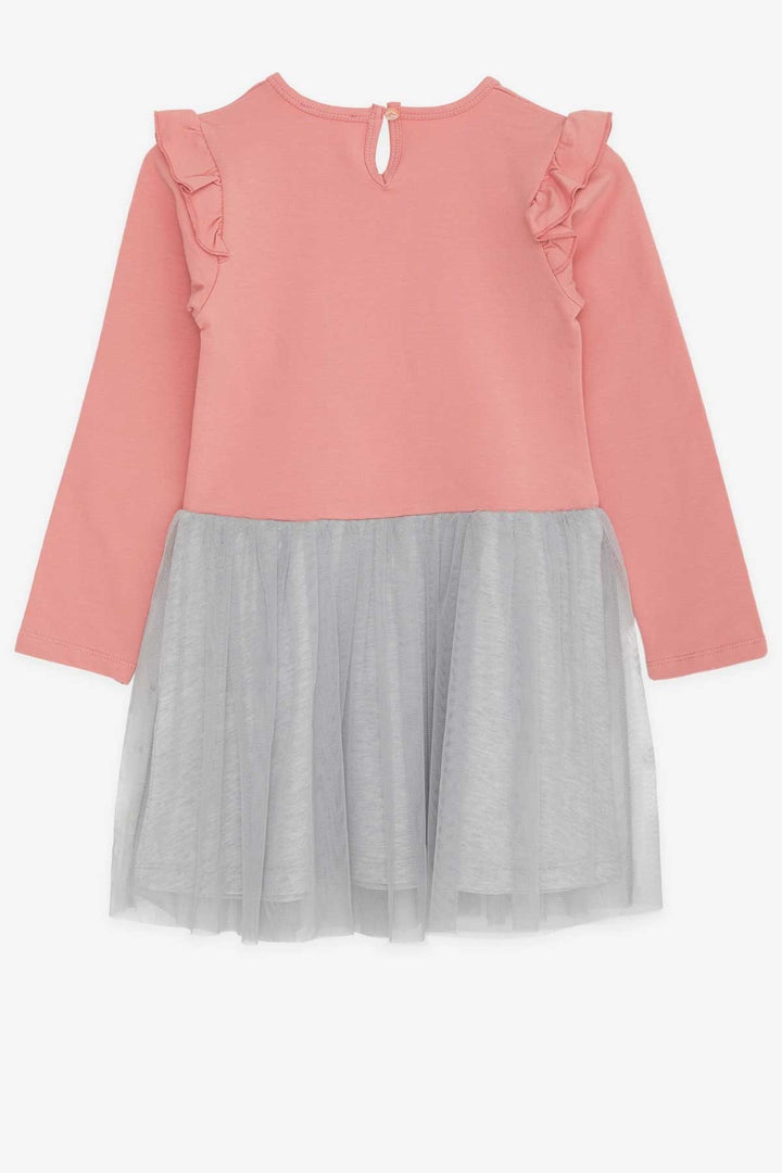 BRE Breeze Girl Child Long Sleeve Dress Sequined Flower Printed 3-8 Years, Rose Pink - Bolton