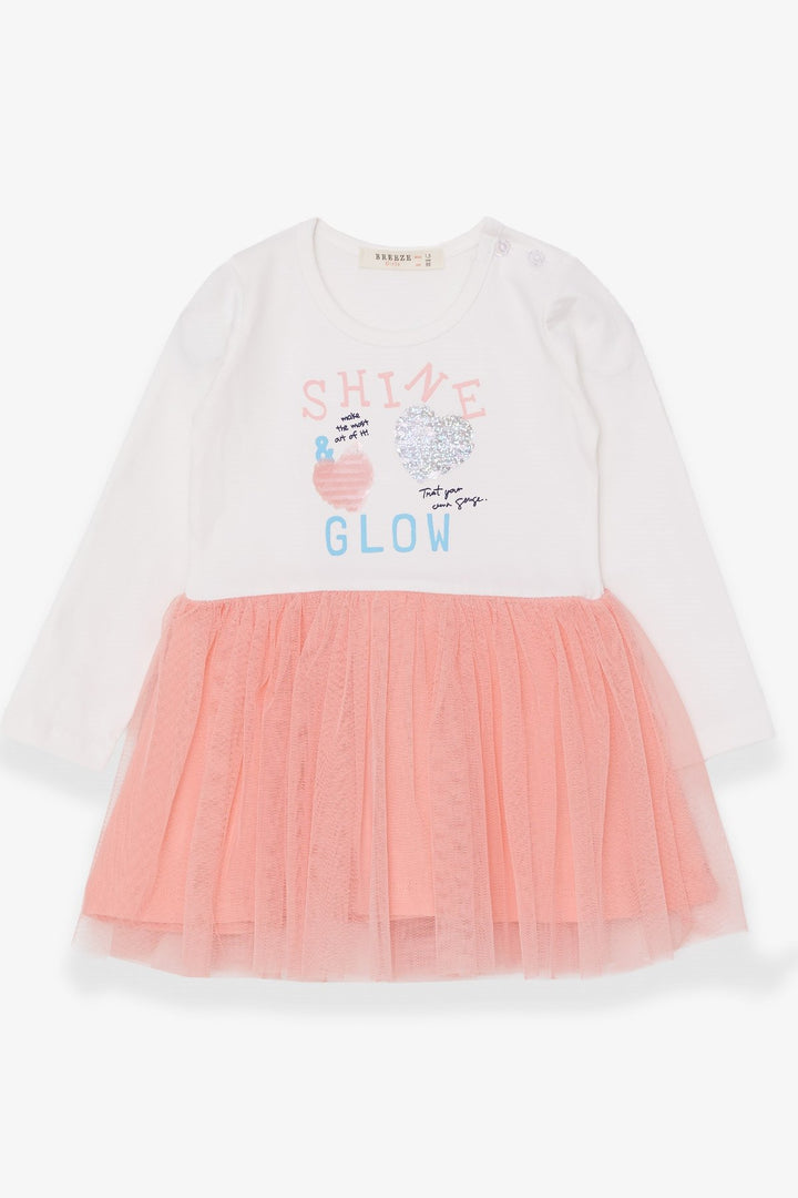 BRE Breeze Girl Child Long Sleeve Dress Sequined Summer Printed 1.5-5 Years, Ecru - Onteniente