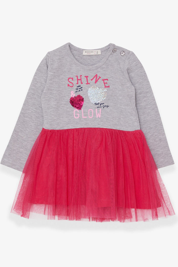 BRE Breeze Girl Child Long Sleeve Dress Sequined Summer Printed 1.5-5 Years, Grey Melange - Lincoln Park