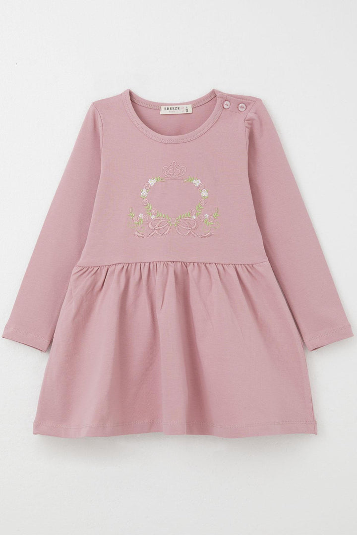 BRE Breeze Girl Child Long Sleeve Dress Colorful Flower Embroidered 1.5-5 Years, Rose Pink - Cuernavaca