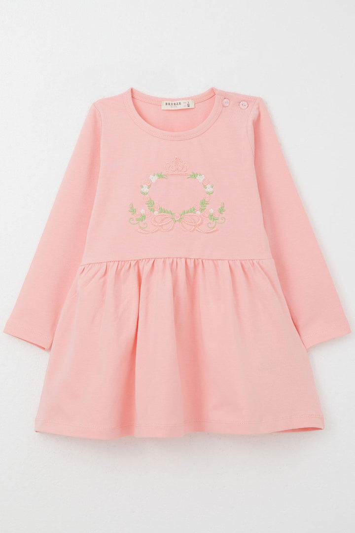 BRE Breeze Girl Child Long Sleeve Dress Colorful Flower Embroidered 1.5-5 Years, Pink - Findlay