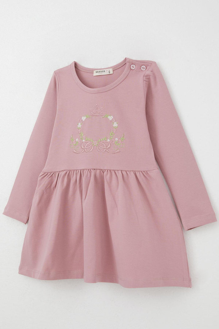 BRE Breeze Girl Child Long Sleeve Dress Colorful Flower Embroidered 1.5-5 Years, Rose Pink - Cuernavaca