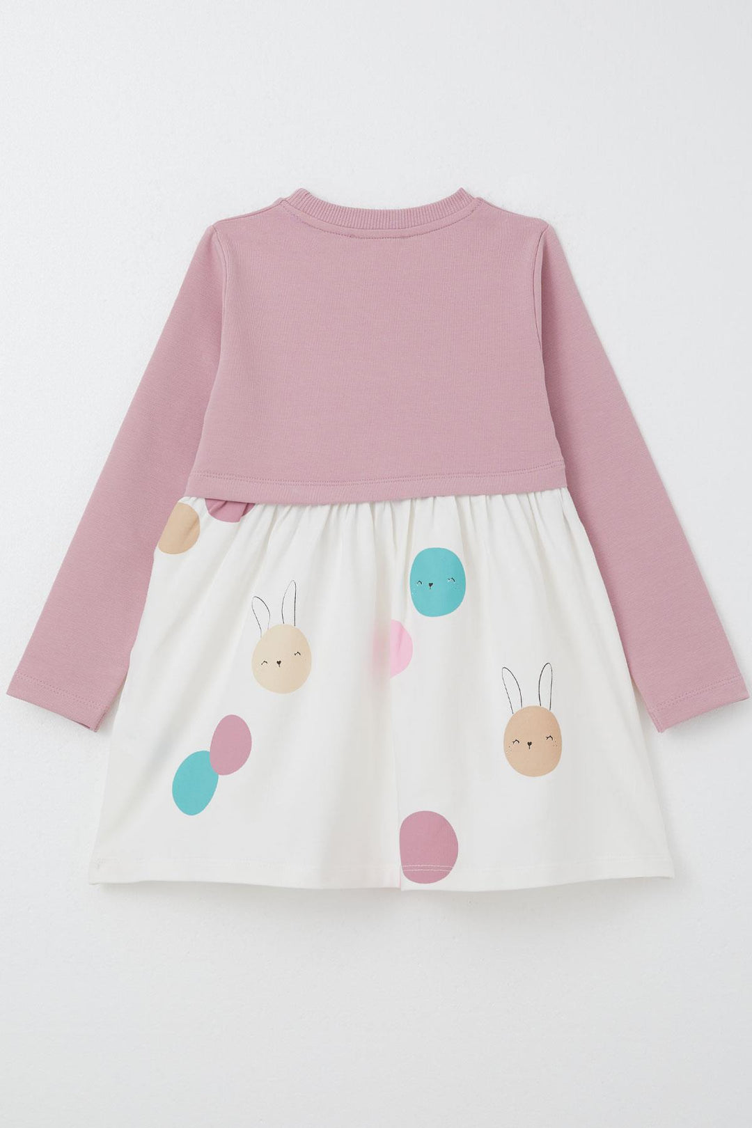 BRE Breeze Girl Child Long Sleeve Dress Cute Colorful Bunny Printed 1.5-5 Years, Rose Pink - Lauderdale Lakes