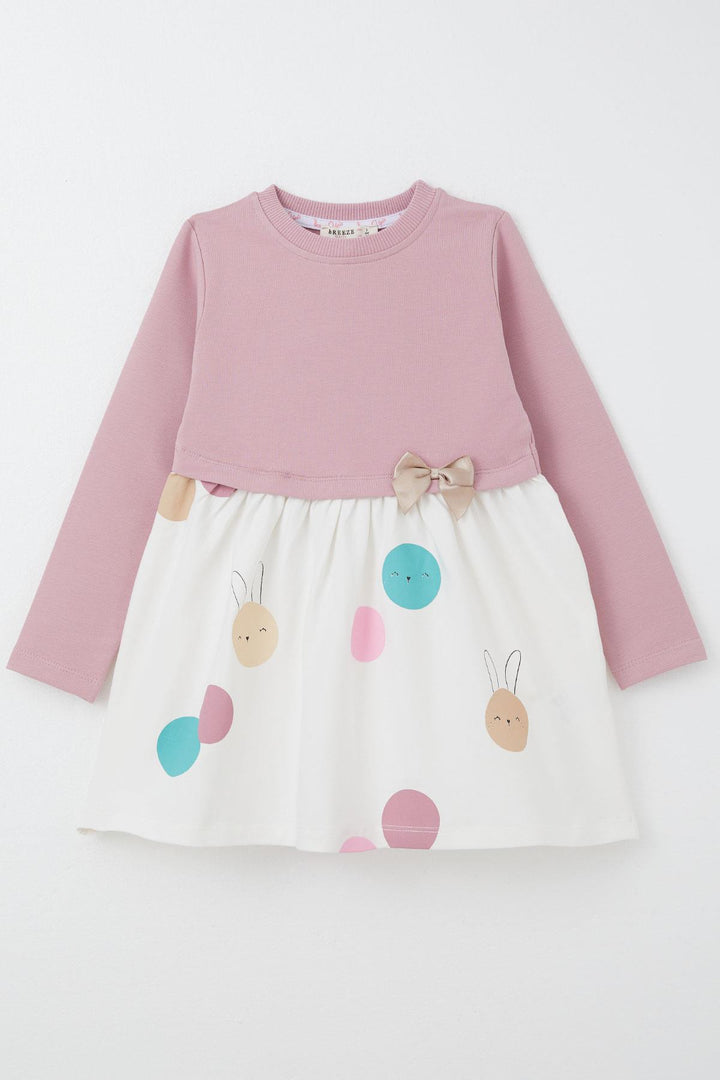 BRE Breeze Girl Child Long Sleeve Dress Cute Colorful Bunny Printed 1.5-5 Years, Rose Pink - Lauderdale Lakes