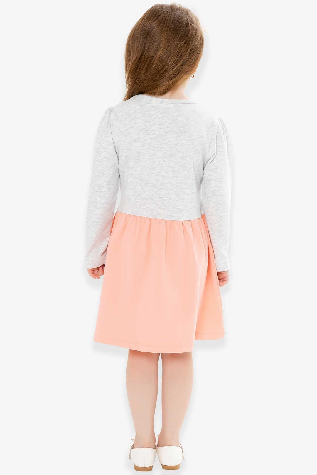 BRE Breeze Girl Child Long Sleeve Dress with Glittery Duck Print 1.5-5 Years, Light Grey Melange - Evanston