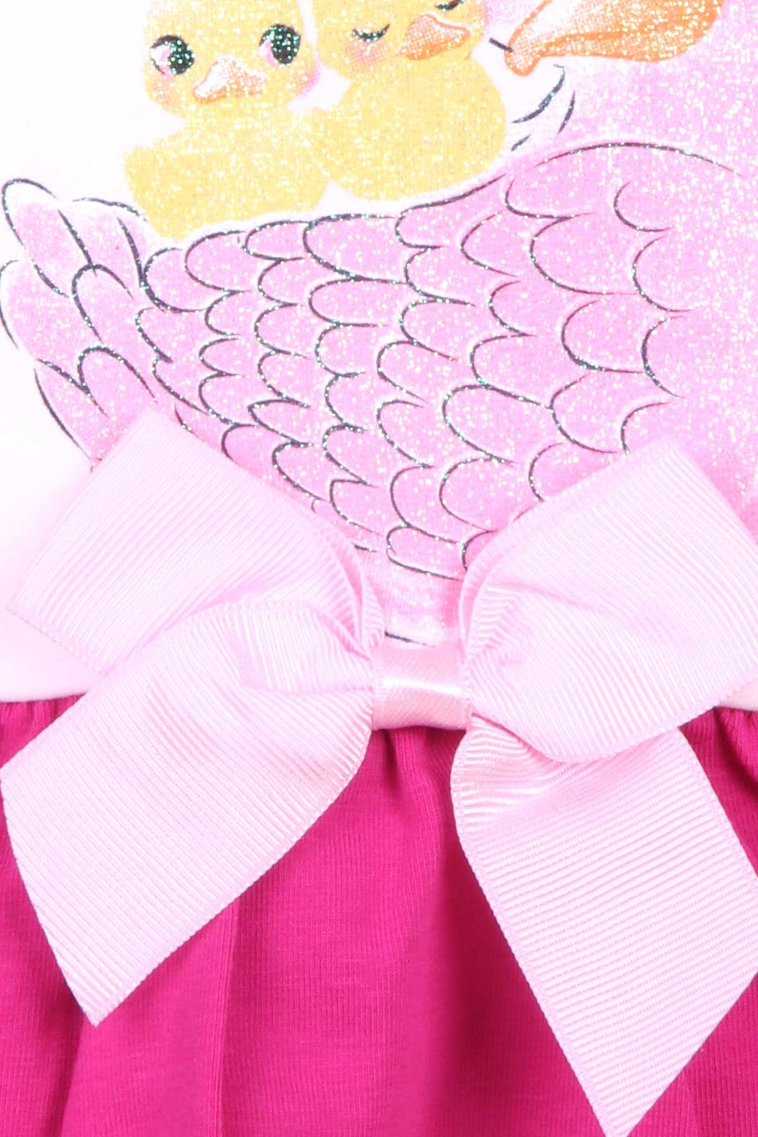 BRE Breeze Girl Child Long Sleeve Dress with Glittery Duck Print, 1.5-5 Years, Ecru - Commack
