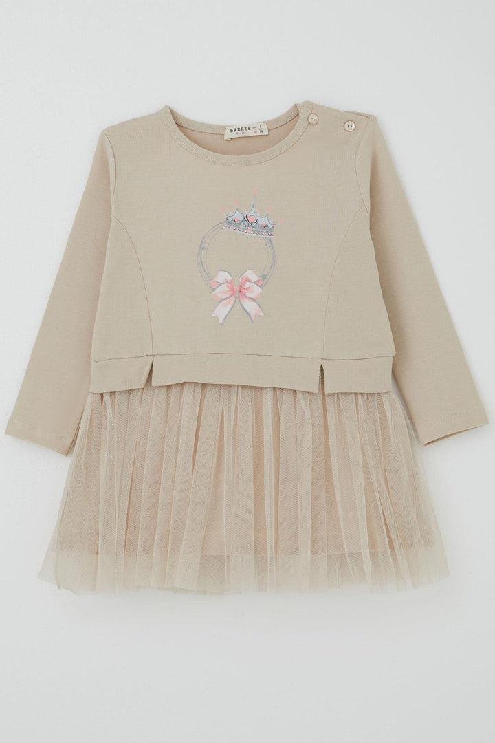 BRE Breeze Girl Child Long Sleeve Dress Crowned Heart Fairy Tale 2-6 Years, Beige - Raleigh