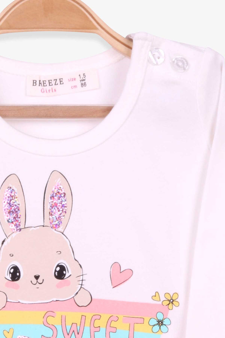 BRE Breeze Girl Child Long Sleeve Dress Rabbit Printed 1.5-5 Years, Ecru - Bridgeport