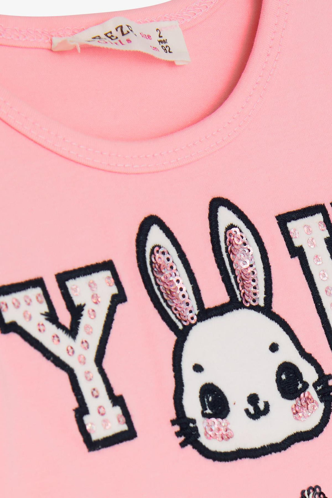 BRE Breeze Girl Child Long Sleeve Dress with Rabbit Embroidery 2-6 Years, Powder - Avellino