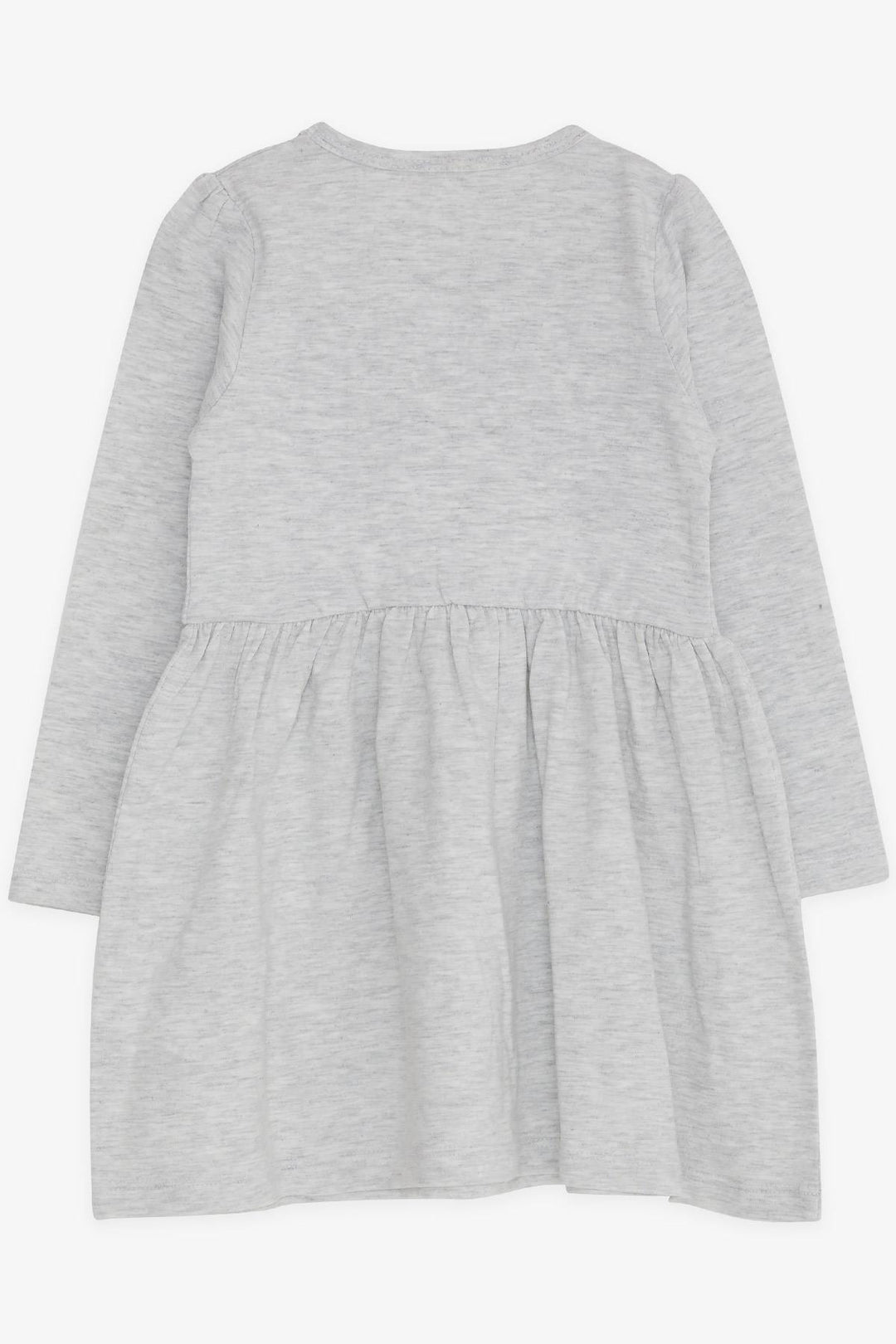 BRE Breeze Girl Child Long Sleeve Dress with Rabbit Embroidery 2-6 Years, Grey Melange - Pisa