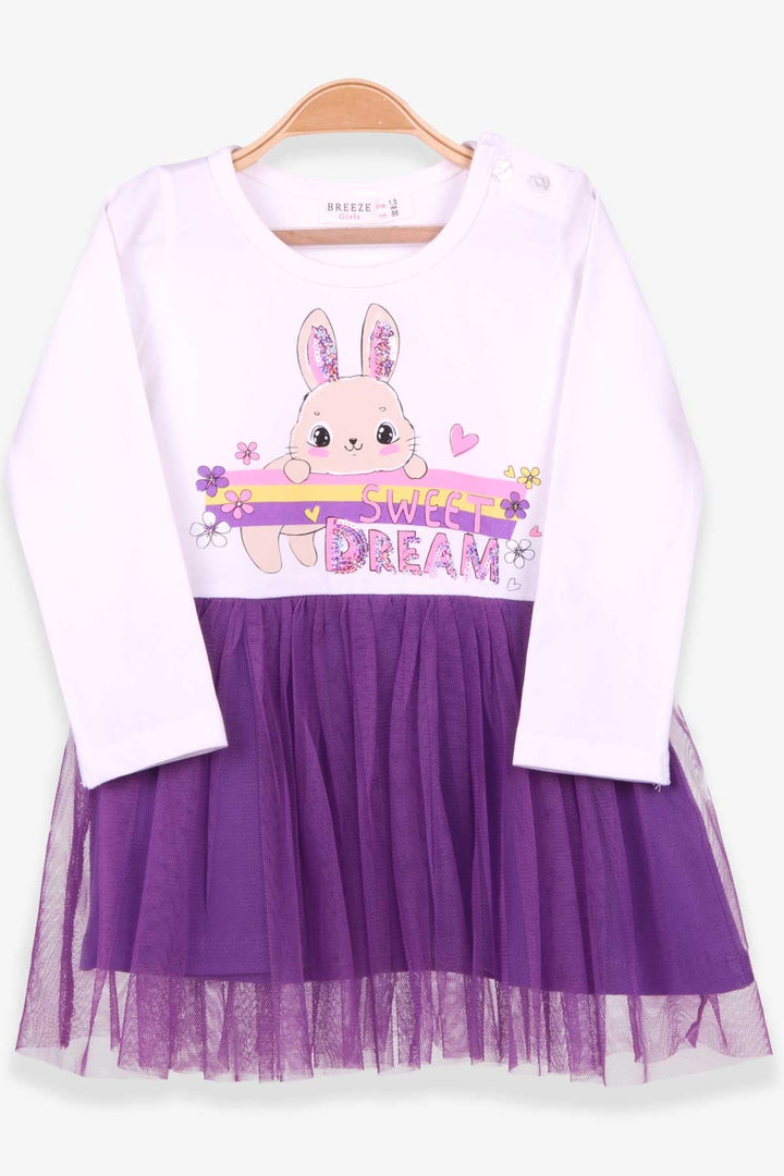 BRE Breeze Girl Child Long Sleeve Dress Rabbit Printed 1.5-5 Years, Ecru - Tonbridge