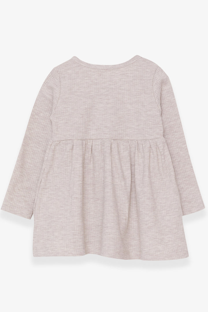 BRE Breeze Girl Child Long Sleeve Dress with Fox Embroidery 1.5-5 Years, Beige Melange - Juchitán de Zaragoza