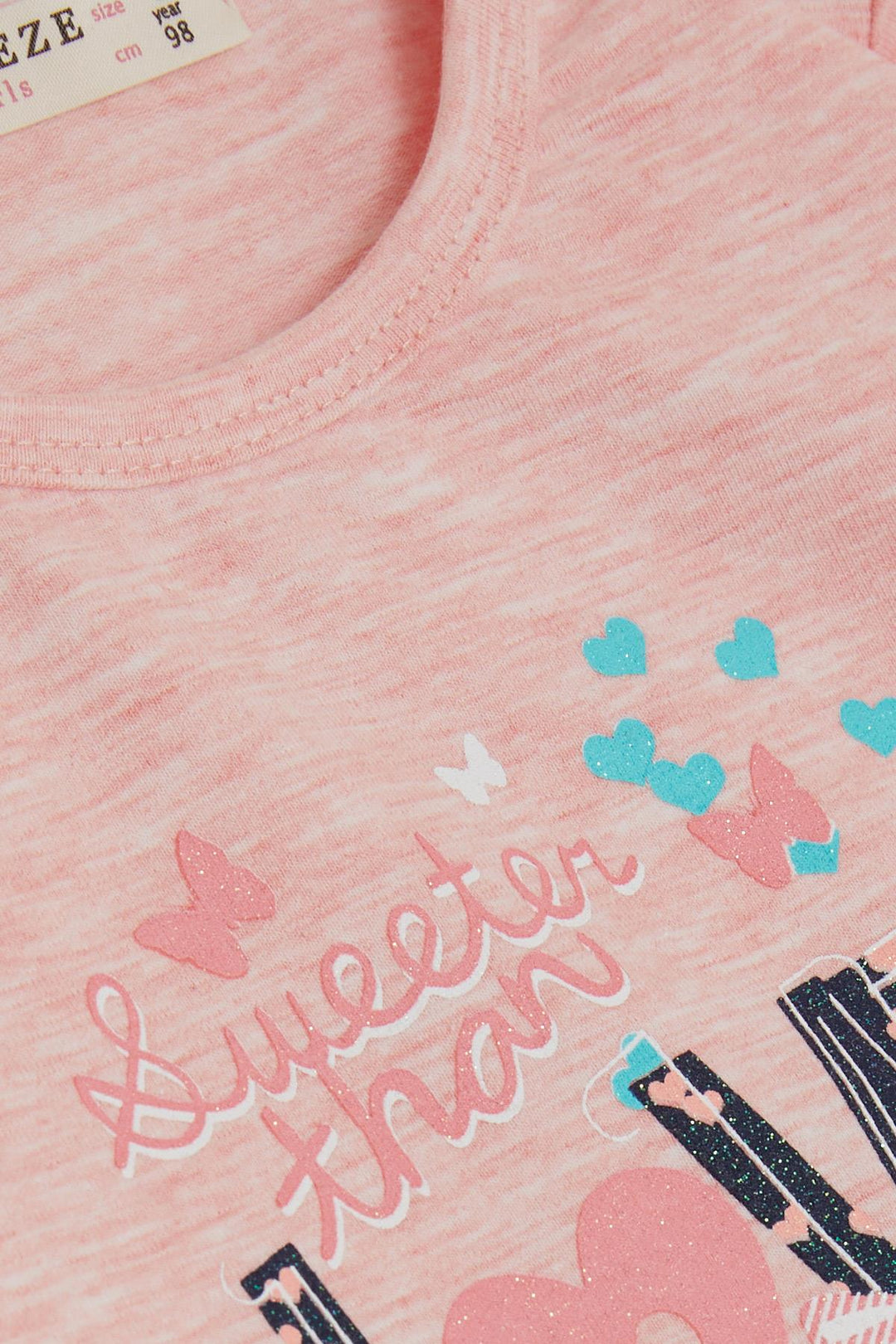 BRE Breeze Girl Child Long Sleeve Dress Tulle Printed Summer 1.5-5 Years, Salmon Melange - Tilburg