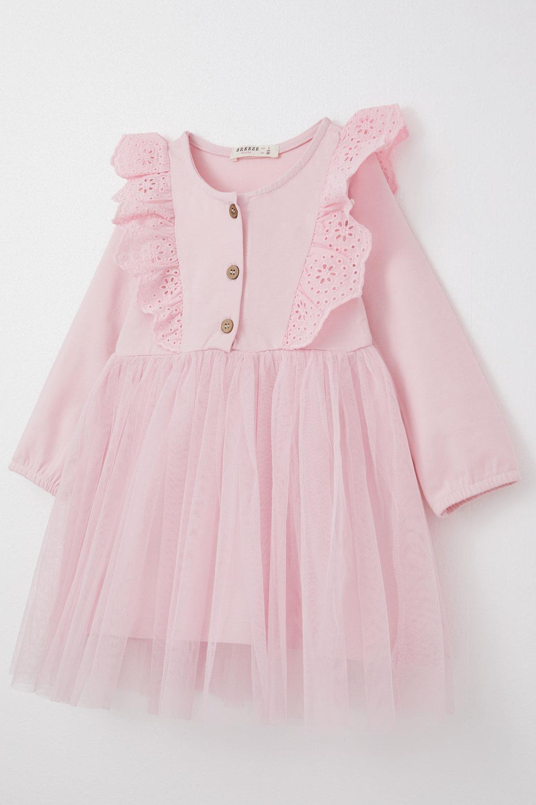 BRE Breeze Girl Child Long Sleeve Dress with Tulle Lace 1.5-5 Years, Pink - El Prat de Llobregat