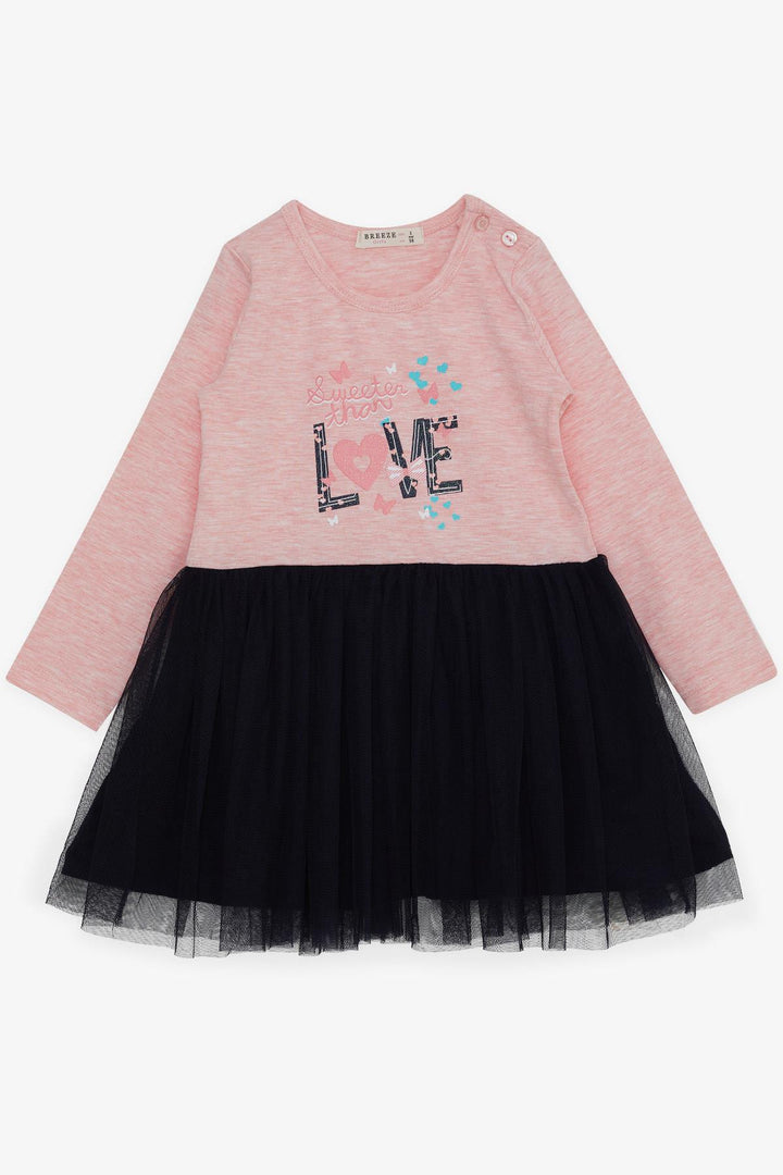 BRE Breeze Girl Child Long Sleeve Dress Tulle Printed Summer 1.5-5 Years, Salmon Melange - Tilburg