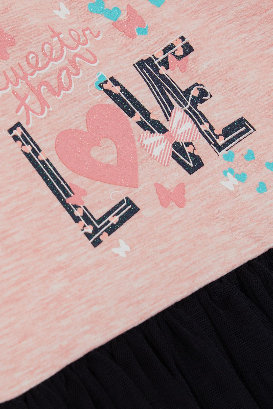 BRE Breeze Girl Child Long Sleeve Dress Tulle Printed Summer 1.5-5 Years, Salmon Melange - Tilburg