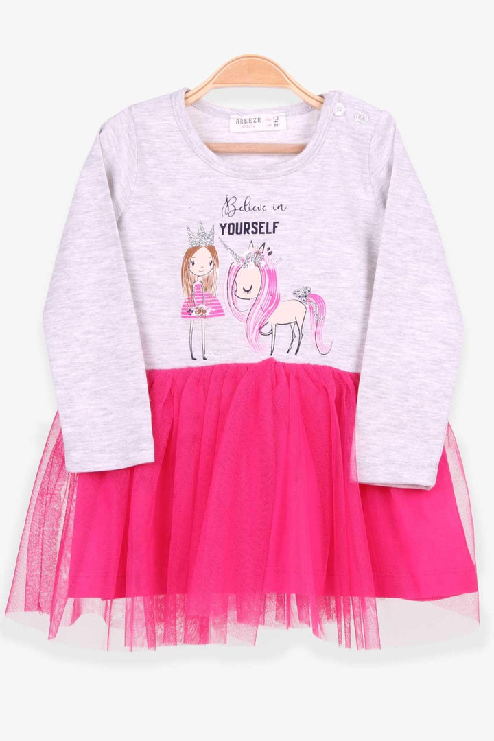 BRE Breeze Girl Child Long Sleeve Dress Unicorn 1.5-5 Years, Light Gray Melange - Holubivske