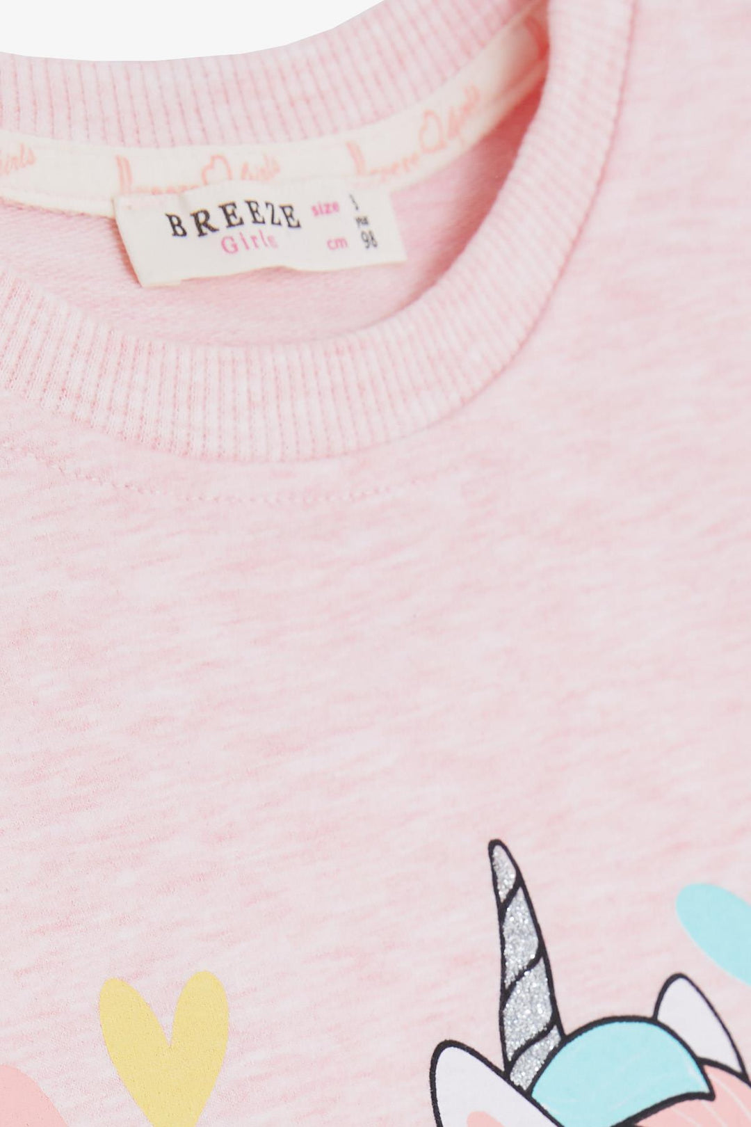 BRE Breeze Girl Child Long Sleeve Dress Unicorn Printed 1.5-5 Years, Salmon Melange - Clearwater