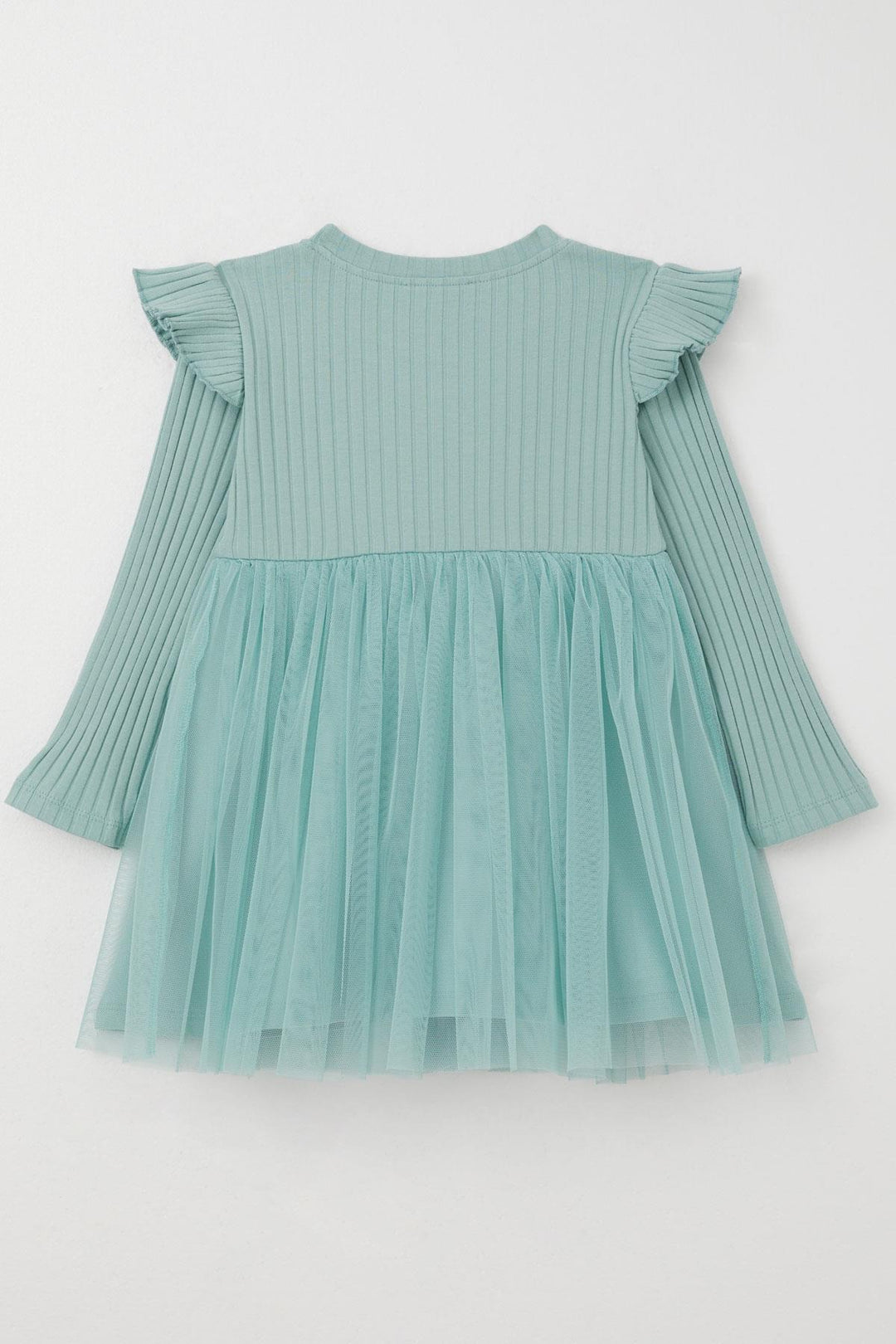 BRE Breeze Girl Child Long Sleeve Dress with Summer Embroidery, 1.5-5 Years, Mint Green - Eboli