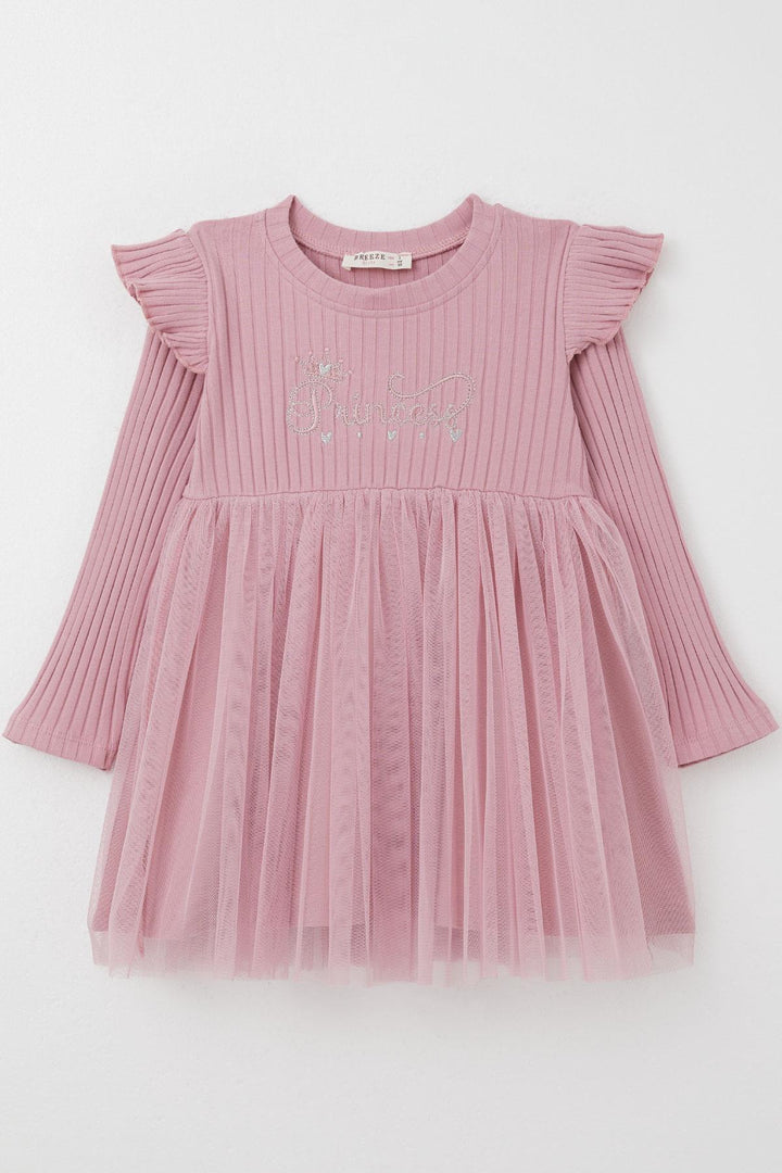 BRE Breeze Girl Child Long Sleeve Dress with Summer Embroidery, 1.5-5 Years, Rose Pink - Tulsa