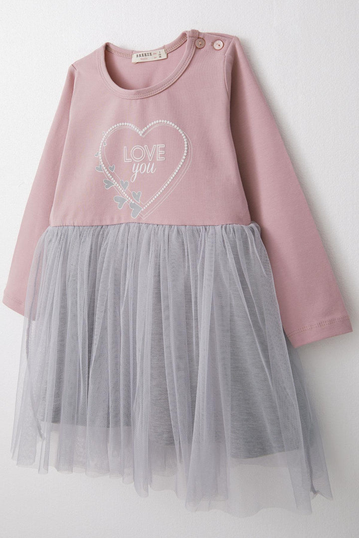 BRE Breeze Girl Child Long Sleeve Dress Printed with Hearts for 1.5-5 Years, Lilac - Oak Creek