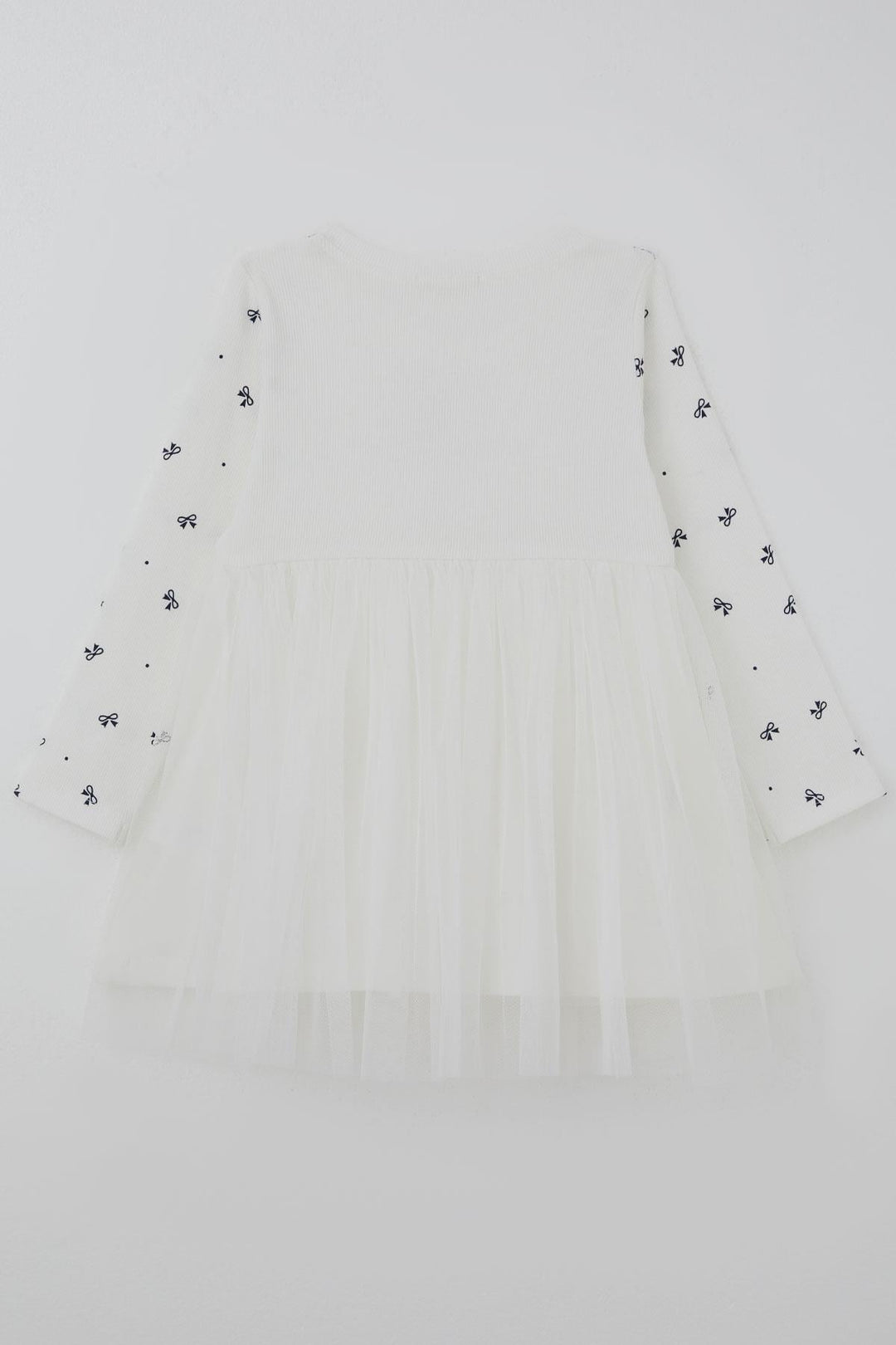 BRE Breeze Kız Çocuk Uzun Kollu Elibise Fiyonk Desenli Aplike Kelebek Arma Detaylı 2-6 Yaş, Ekru - Sibiu