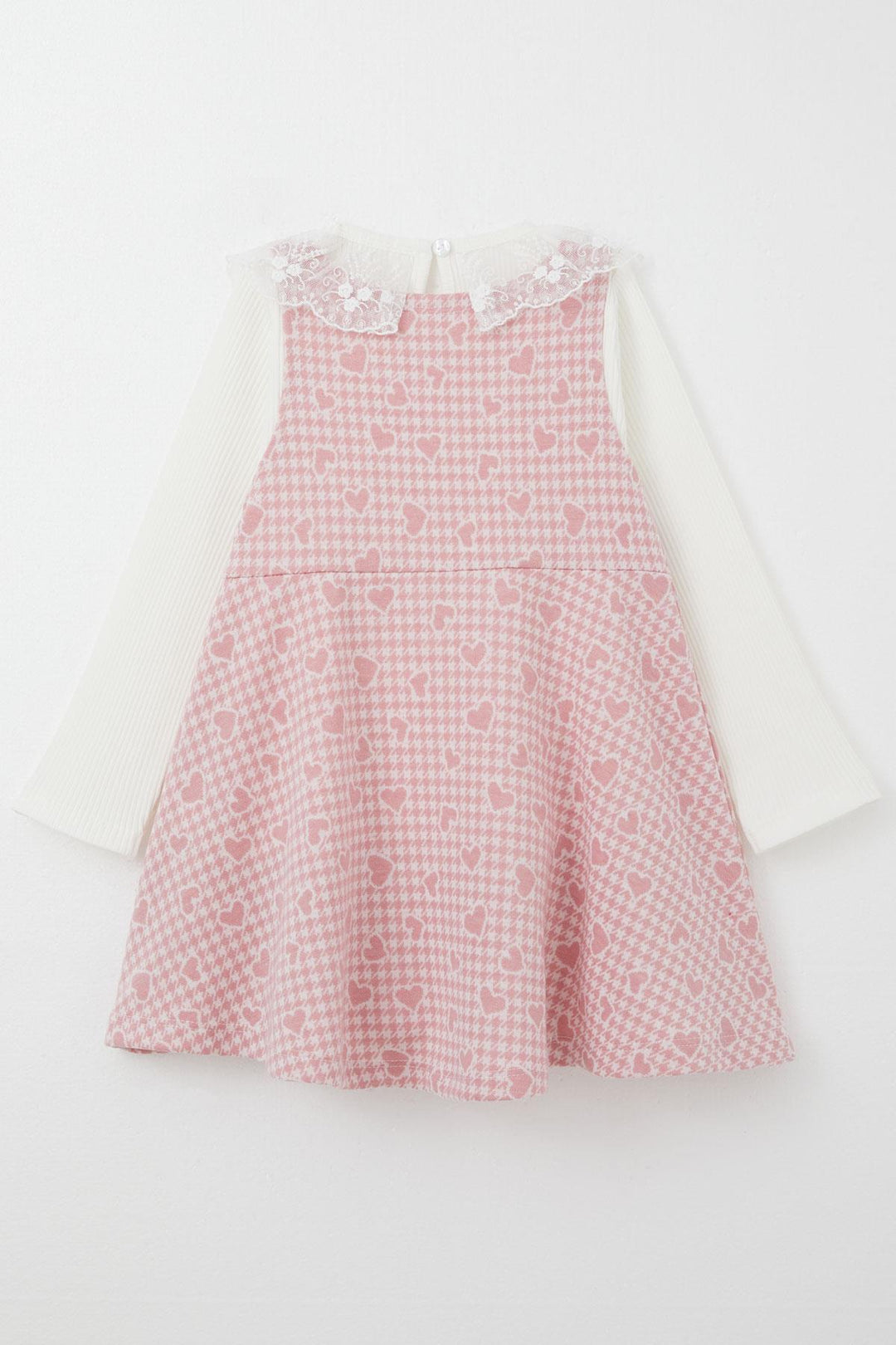 BRE Breeze Girl Child Long Sleeve Jumpsuit Dress with Heart Pattern, Pink, 3-8 Years - Meyzieu