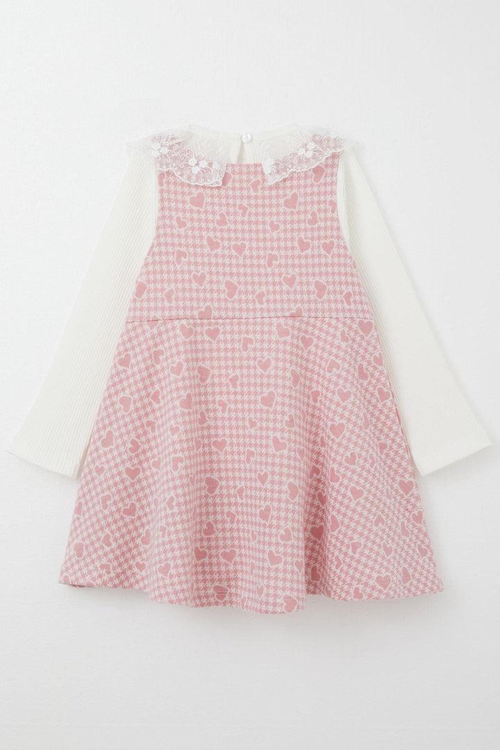 BRE Breeze Girl Child Long Sleeve Jumpsuit Dress with Heart Pattern, Pink, 3-8 Years - Meyzieu