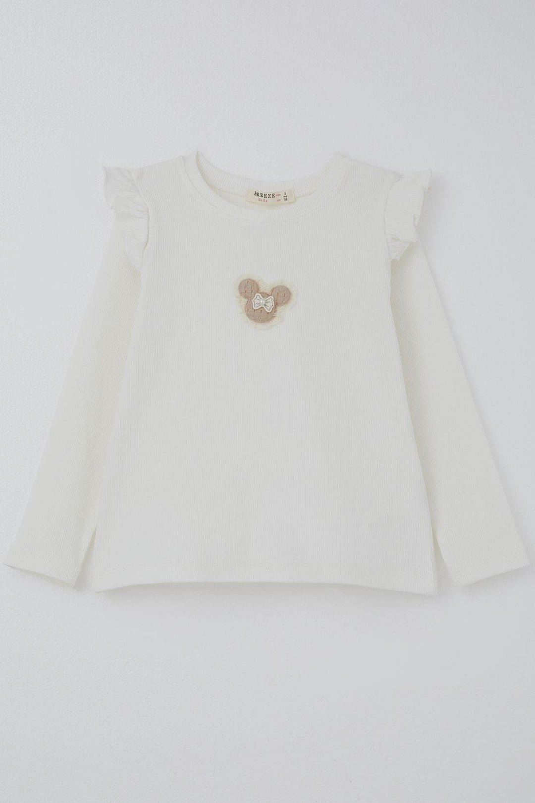 BRE Breeze Girl Child Long Sleeve T-Shirt with Arm Detail, 2-6 Years, Ecru - Coesfeld