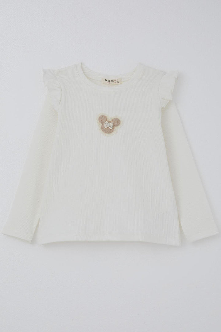 BRE Breeze Girl Child Long Sleeve T-Shirt with Arm Detail, 2-6 Years, Ecru - Coesfeld
