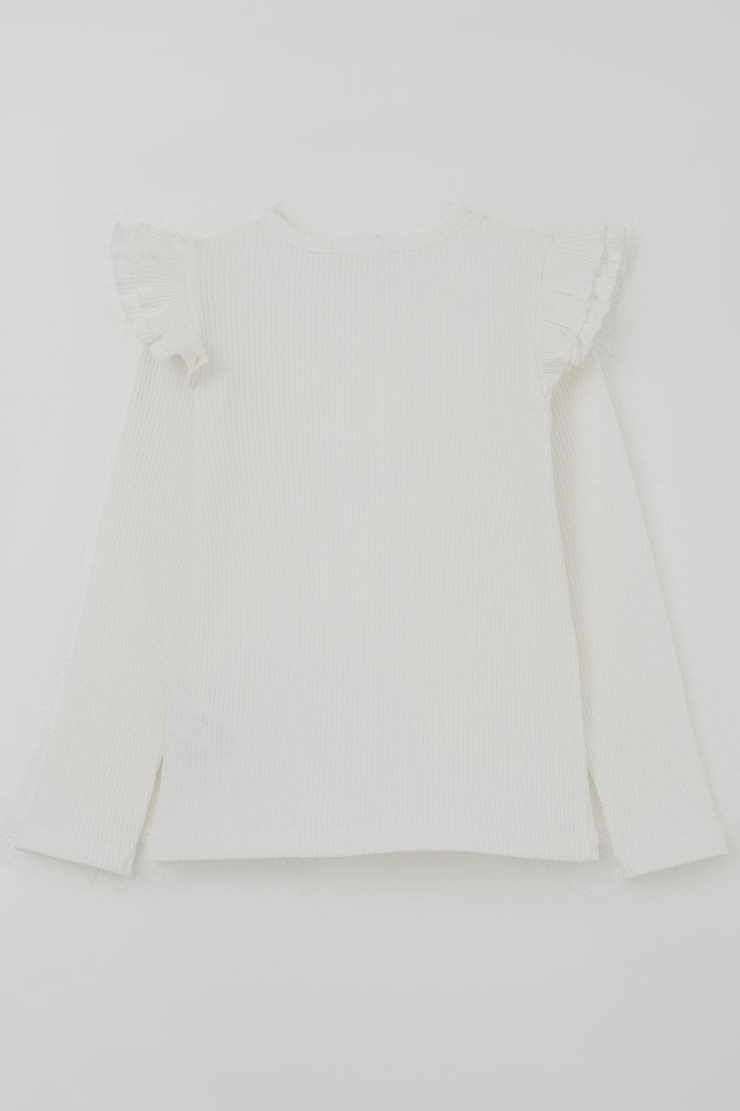 BRE Breeze Girl Child Long Sleeve T-Shirt with Arm Detail Ruffled Shoulder Part 50 Years, Ecru - Cumberland