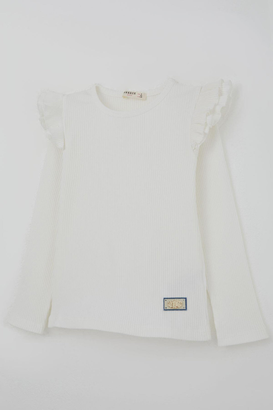 BRE Breeze Girl Child Long Sleeve T-Shirt with Arm Detail Ruffled Shoulder Part 50 Years, Ecru - Cumberland