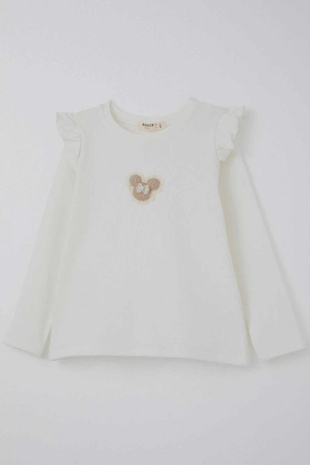 BRE Breeze Girl Child Long Sleeve T-Shirt with Arm Detail, 2-6 Years, Ecru - Coesfeld