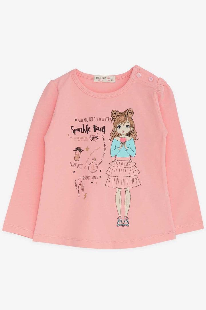 BRE Breeze Girl Child Long Sleeve T-Shirt Printed 1-4 Years, Salmon - Chalco
