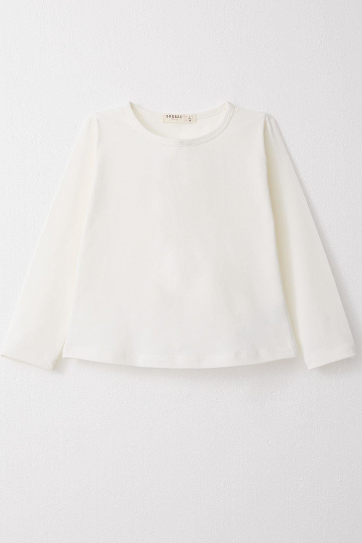 BRE Breeze Girl Child Long Sleeve T-Shirt Basic 3-7 Years, Ecru - Peristéri